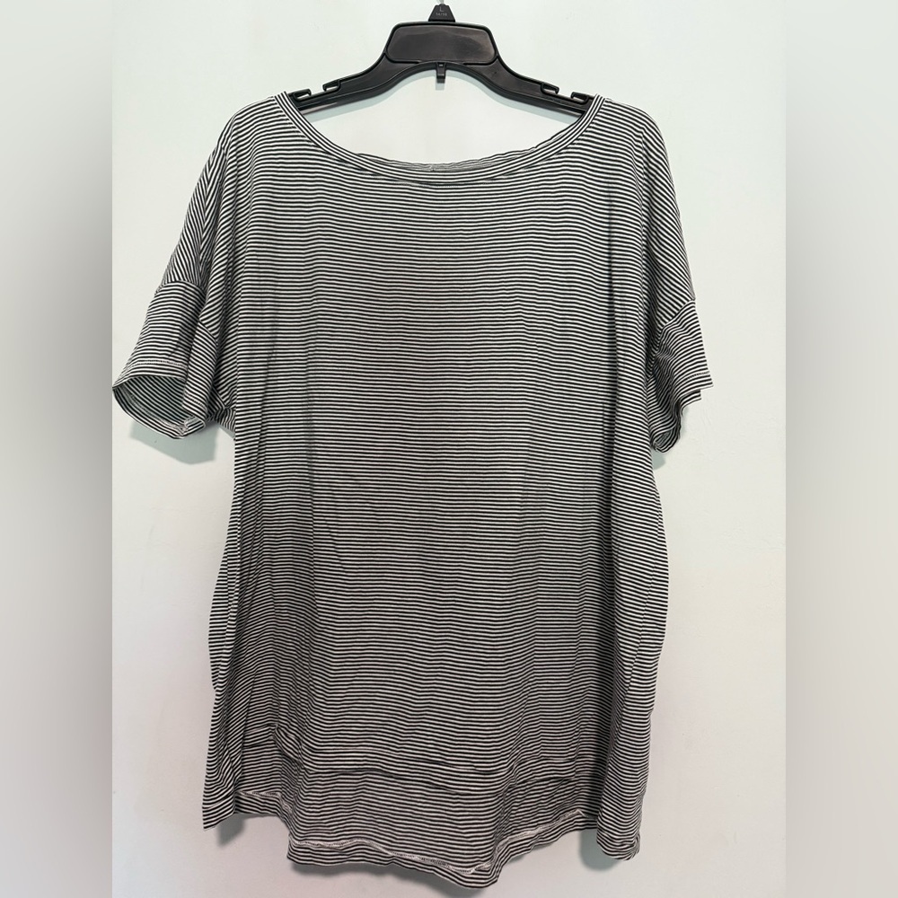 Eileen Fisher Womens Striped Blouse Size Large 100% Organic Cotton